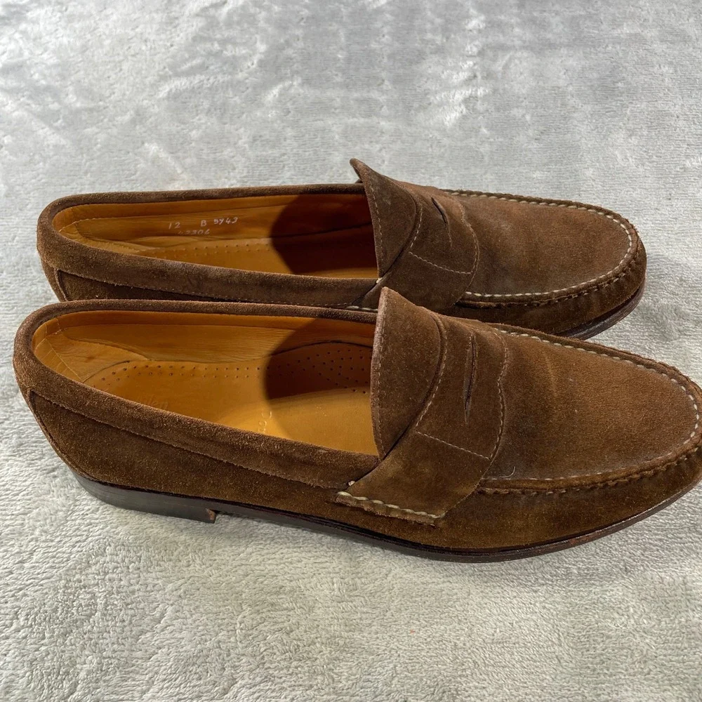 Men's Brown Suede Penny Loafers 12B